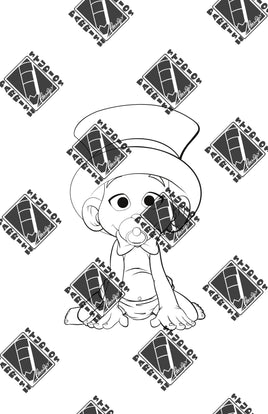 Baby New Year Boy Line Art